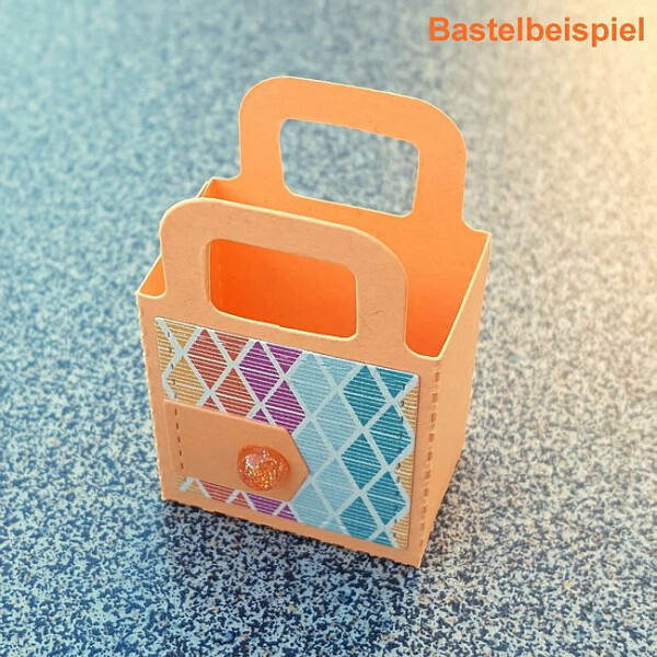 12 Stanzteile Mini-Bag - kleine Tasche Tonkarton Farbmix