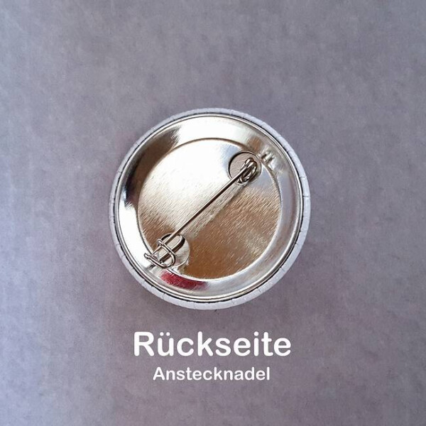 Button 25 mm - Marienkäfer mit Wackelaugen / Rückseite glatt