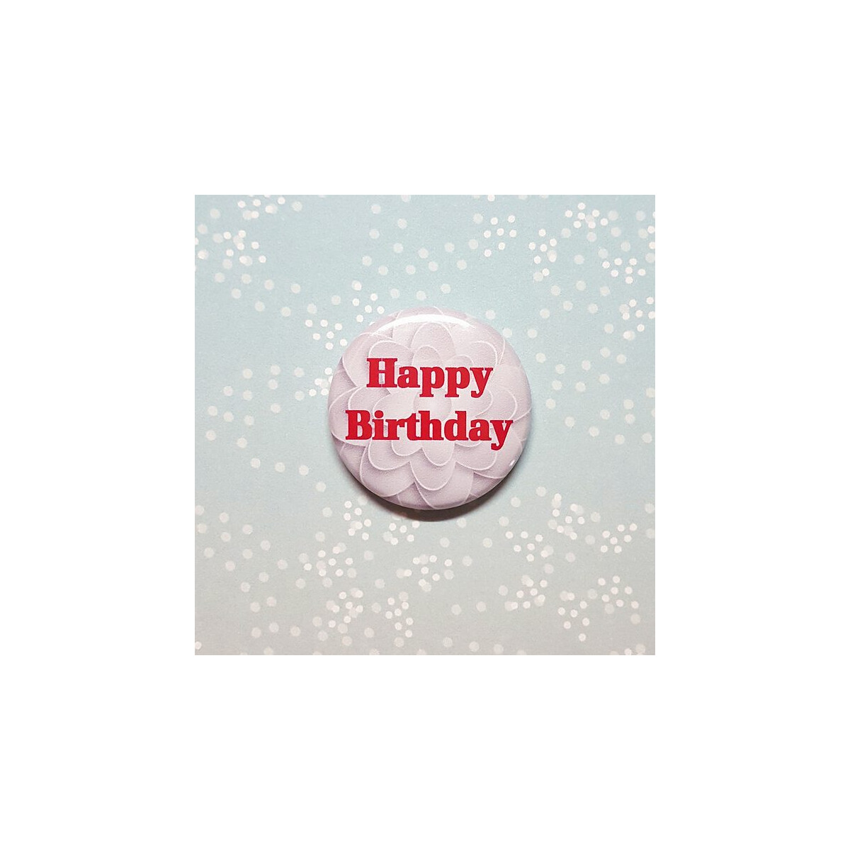Button 25 mm - Happy Birthday rot
