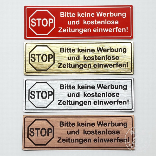 STOP Bitte keine Werbung - Werbeverbot 80x25 mm Acryl Lasergravur