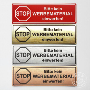 STOP Bitte kein Werbematerial - Werbeverbot 80x25 mm...