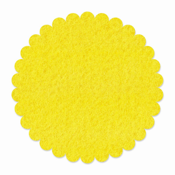 1 x FILZ Untersetzer Rund mit Wellenrand 11 cm - gelb
