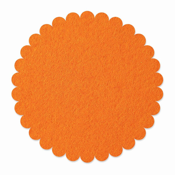 1 x FILZ Untersetzer Rund mit Wellenrand 11 cm - orange
