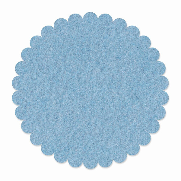 1 x FILZ Untersetzer Rund mit Wellenrand 11 cm - hellblau