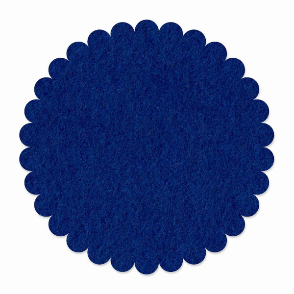 1 x FILZ Untersetzer Rund mit Wellenrand 11 cm - dunkelblau