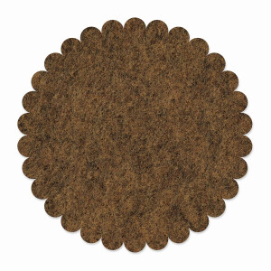 1 x FILZ Untersetzer Rund mit Wellenrand 11 cm - braun...