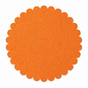1 x FILZ Untersetzer Rund mit Wellenrand 15 cm - orange