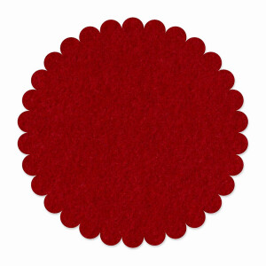 1 x FILZ Untersetzer Rund mit Wellenrand 15 cm - bordeaux