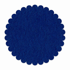 1 x FILZ Untersetzer Rund mit Wellenrand 15 cm - dunkelblau