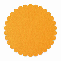 1 x FILZ Untersetzer Rund mit Wellenrand 20 cm - sonnengelb