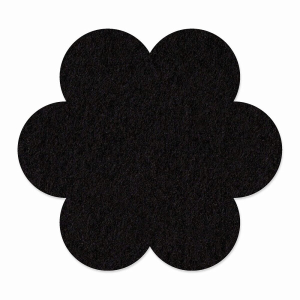 1 x FILZ Untersetzer Blume 15 cm - schwarz