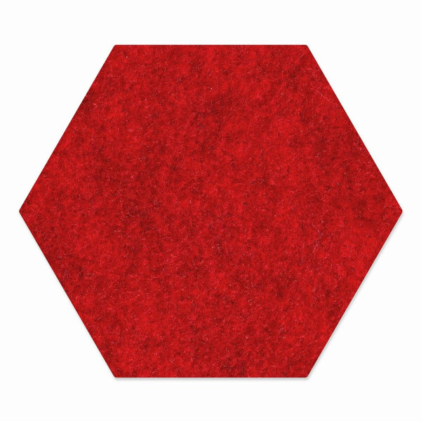 1 x FILZ Untersetzer Wabe, Hexagon 11 cm - rot meliert