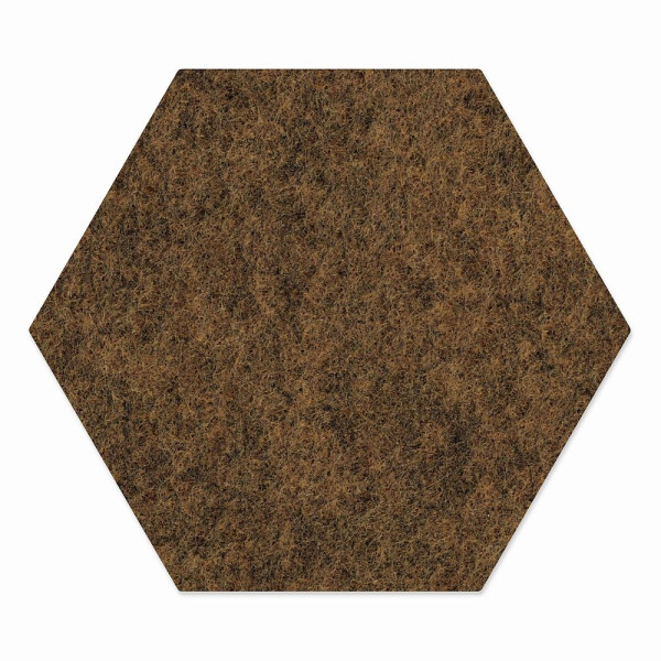 1 x FILZ Untersetzer Wabe, Hexagon 11 cm - braun meliert