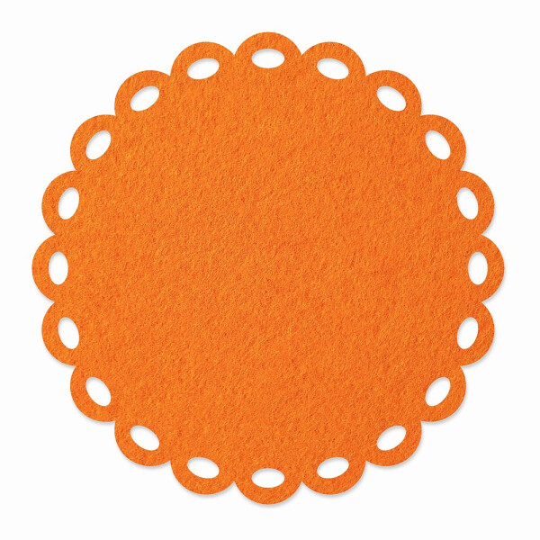 1 x FILZ Untersetzer Rund mit Zierrand 11 cm - orange