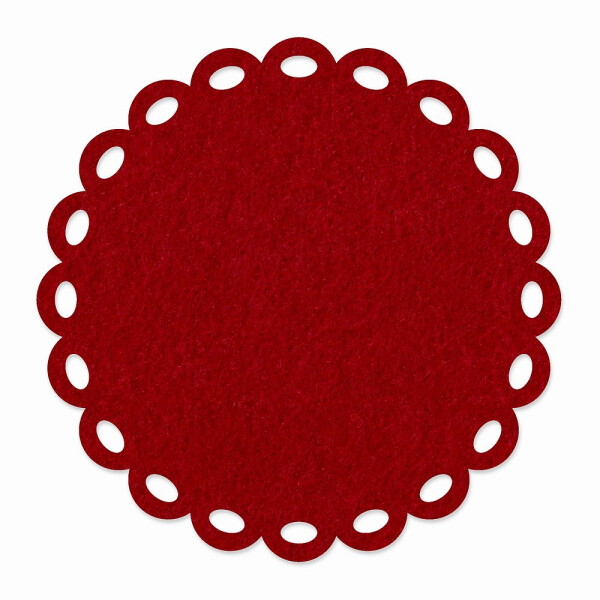 1 x FILZ Untersetzer Rund mit Zierrand 11 cm - bordeaux