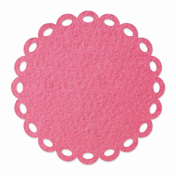1 x FILZ Untersetzer Rund mit Zierrand 11 cm - pink