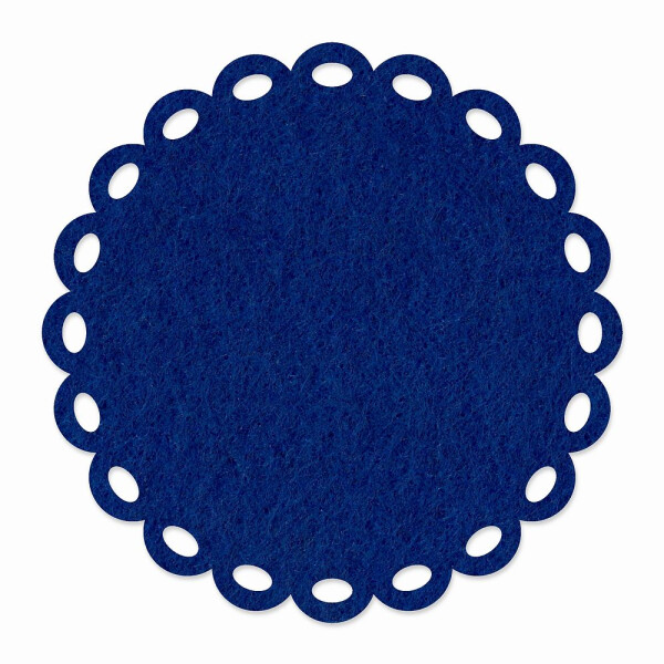 1 x FILZ Untersetzer Rund mit Zierrand 11 cm - dunkelblau