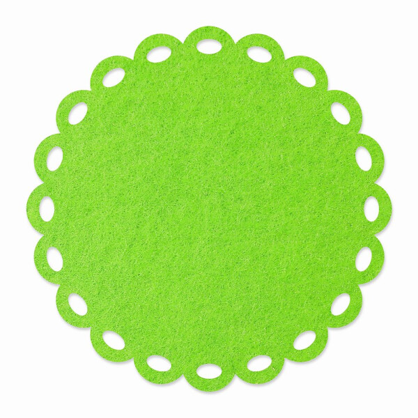 1 x FILZ Untersetzer Rund mit Zierrand 11 cm - apfelgrün