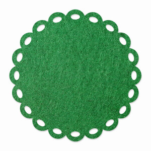 1 x FILZ Untersetzer Rund mit Zierrand 11 cm - tannengrün