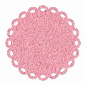 1 x FILZ Untersetzer Rund mit Zierrand 11 cm - rosé
