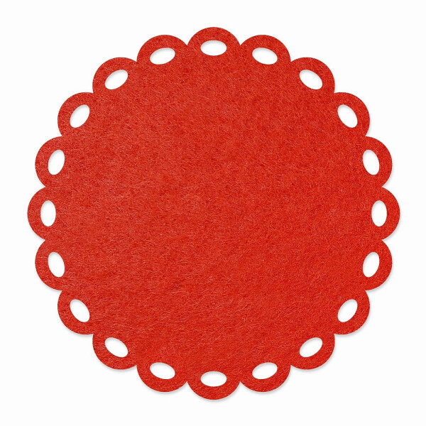1 x FILZ Untersetzer Rund mit Zierrand 11 cm - rot