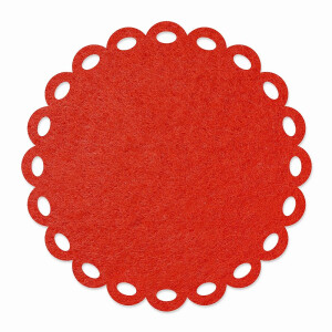 1 x FILZ Untersetzer Rund mit Zierrand 11 cm - rot