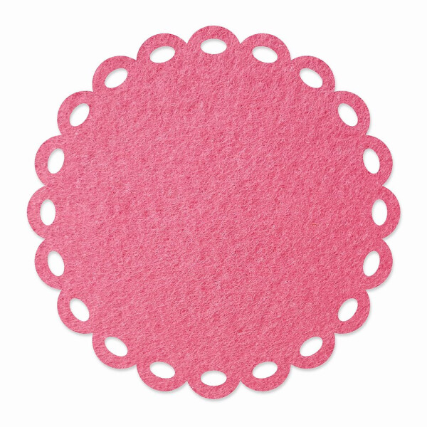 1 x FILZ Untersetzer Rund mit Zierrand 15 cm - pink