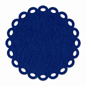 1 x FILZ Untersetzer Rund mit Zierrand 20 cm - dunkelblau