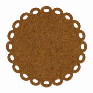 1 x FILZ Untersetzer Rund mit Zierrand 20 cm - braun