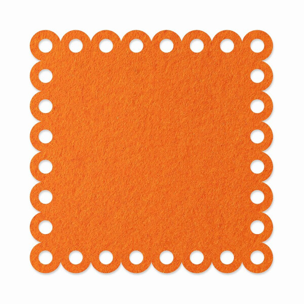 1 x FILZ Untersetzer Eckig mit Zierrand 10 cm - orange