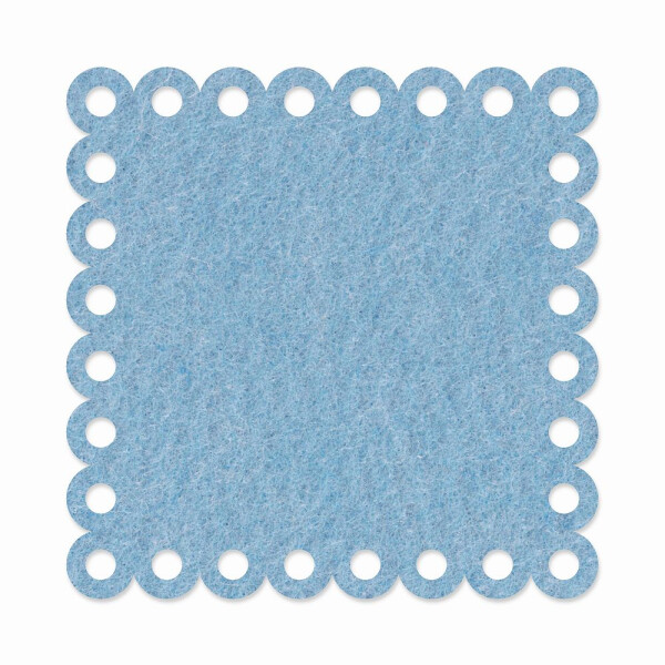 1 x FILZ Untersetzer Eckig mit Zierrand 10 cm - hellblau