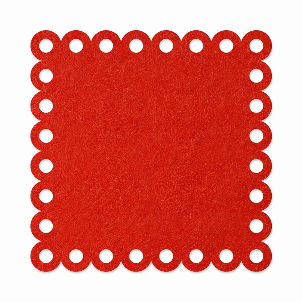 1 x FILZ Untersetzer Eckig mit Zierrand 10 cm - rot