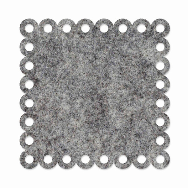 1 x FILZ Untersetzer Eckig mit Zierrand 10 cm - hellgrau...