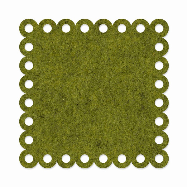 1 x FILZ Untersetzer Eckig mit Zierrand 10 cm - grün meliert