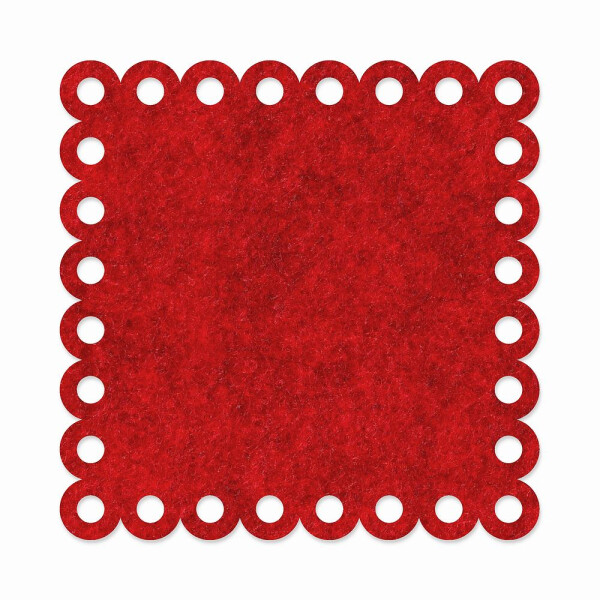 1 x FILZ Untersetzer Eckig mit Zierrand 10 cm - rot meliert