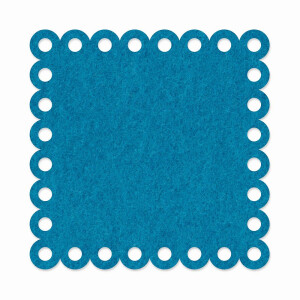 1 x FILZ Untersetzer Eckig mit Zierrand 10 cm - mittelblau