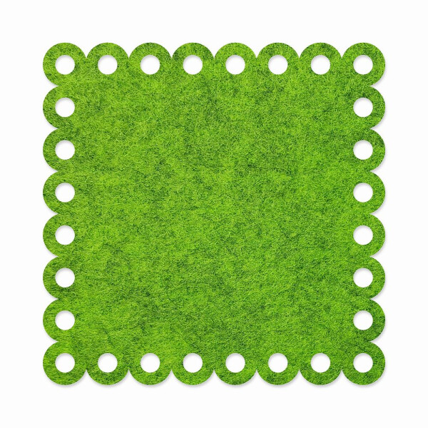 1 x FILZ Untersetzer Eckig mit Zierrand 10 cm - apfelgrün meliert
