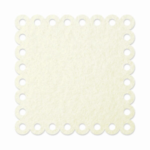1 x FILZ Untersetzer Eckig mit Zierrand 10 cm - wollweiß