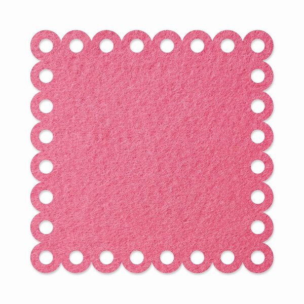 1 x FILZ Untersetzer Eckig mit Zierrand 15 cm - pink