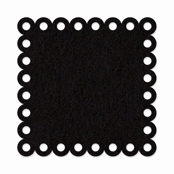 1 x FILZ Untersetzer Eckig mit Zierrand 15 cm - schwarz
