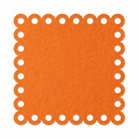 1 x FILZ Untersetzer Eckig mit Zierrand 20 cm - orange