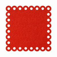 1 x FILZ Untersetzer Eckig mit Zierrand 20 cm - rot