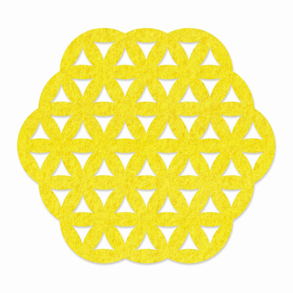 1 x FILZ Untersetzer Sechseck mit Muster 11 cm - gelb