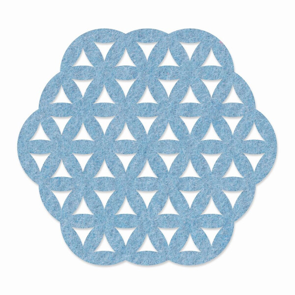 1 x FILZ Untersetzer Sechseck mit Muster 11 cm - hellblau