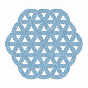 1 x FILZ Untersetzer Sechseck mit Muster 11 cm - hellblau