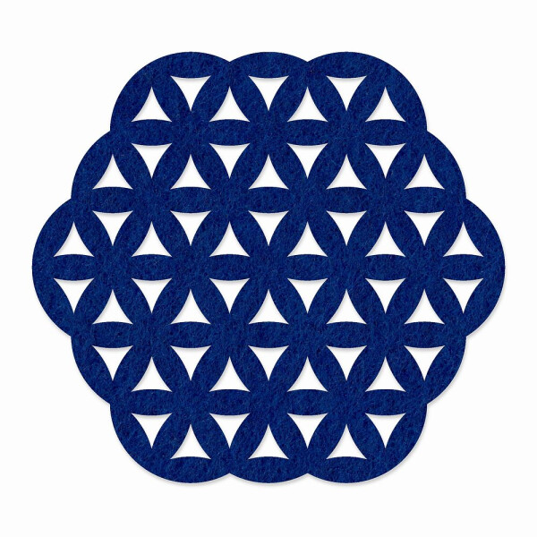 1 x FILZ Untersetzer Sechseck mit Muster 11 cm - dunkelblau