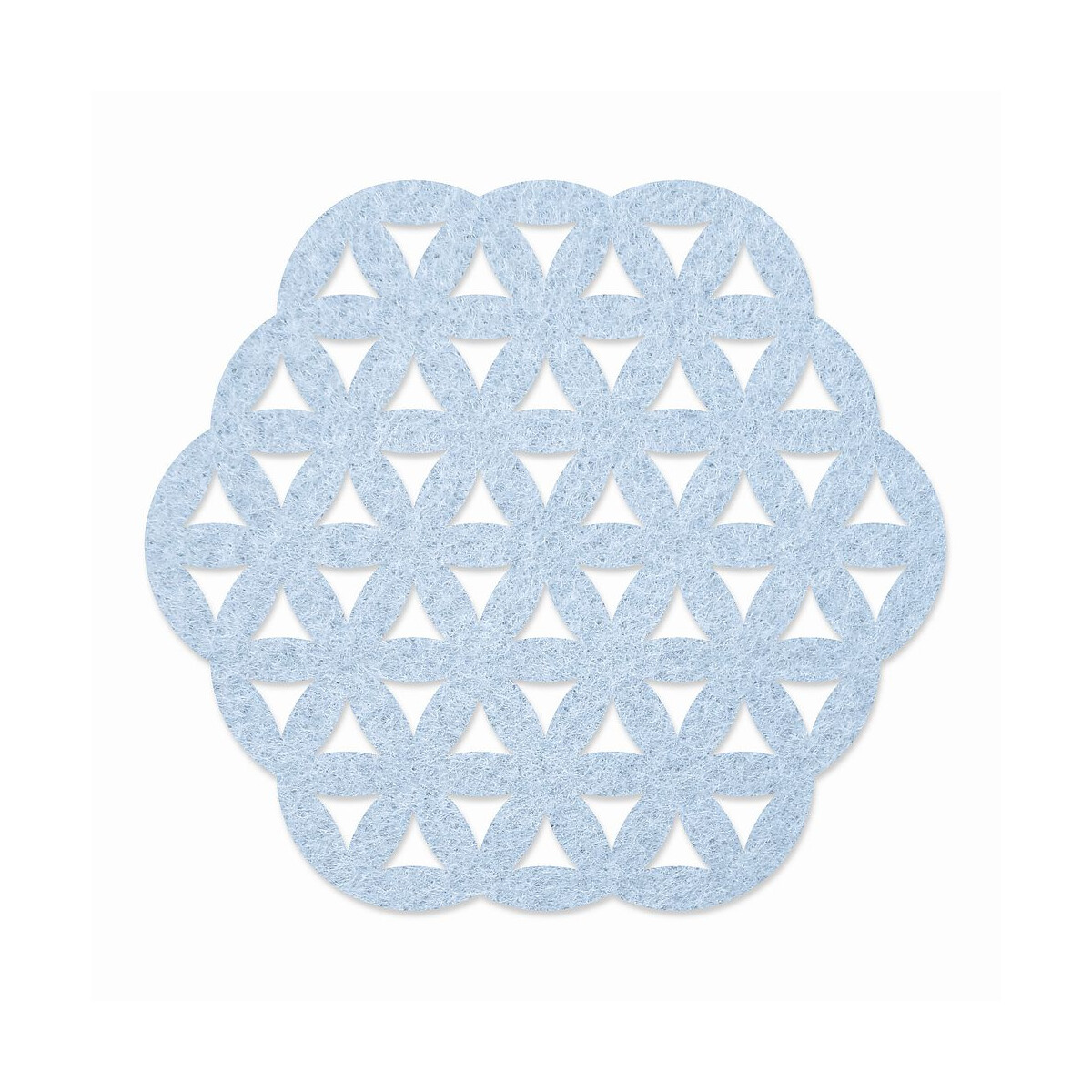 1 x FILZ Untersetzer Sechseck mit Muster 15 cm - babyblau