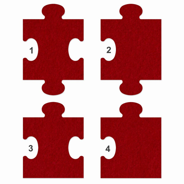 1 x FILZ Untersetzer Puzzle 10 cm Mittelteil no.1 - bordeaux