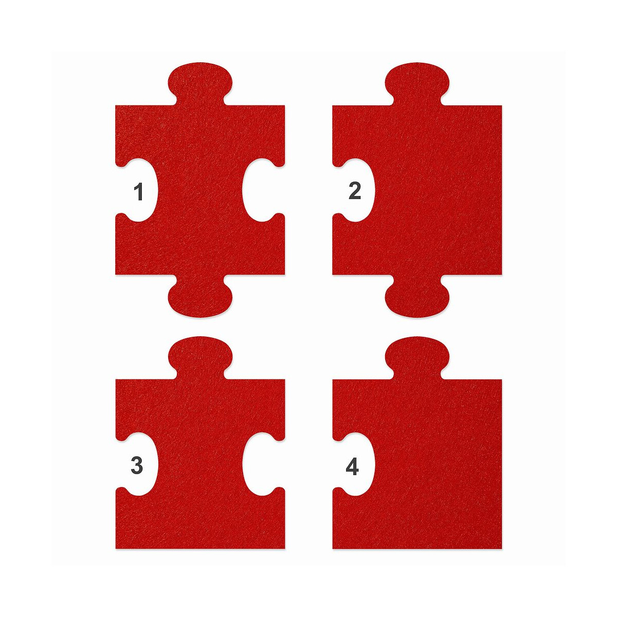 1 x FILZ Untersetzer Puzzle 10 cm Mittelteil no.1 - mohnrot