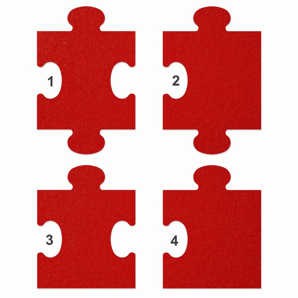 1 x FILZ Untersetzer Puzzle 10 cm Mittelteil no.1 - mohnrot